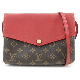 Borsa a tracolla Louis Vuitton Monogram Twice Cerise M50184 Marrone Rosso