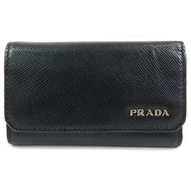 PRADA Schlüsseletui 6 Ringe aus Saffiano-Leder Schwarz 2PG222 Schwarz