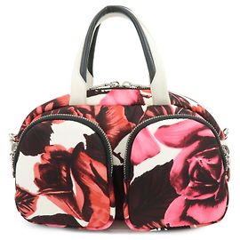 Bolsa 2Way em nylon e couro com logótipo triangular PRADA Bolsa de mão White Pink 1BB062 Rosa Branco