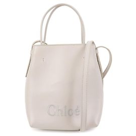Chloé Chloe Sense Micro Leather 2Way Bag Borsa a Tracolla Borsa a Mano Pink Beige Rosa Beige