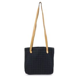 Hermès HERMES Amedaba Cabas de Poche Bolsa Tote em Lona de Algodão e Couro Preta Preto