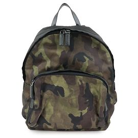 Sac à dos PRADA en nylon et cuir avec logo triangle Camouflage VZ0066 Vert