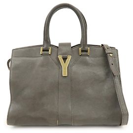 Autre Marque SAINT LAURENT PARIS Sac 2WAY Cabas Chyc en cuir Gris 370699 Gris