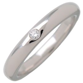 Anel Tiffany & Co Stacking Band 1P Diamond Ring PT950 US4.5 EU48 Prata