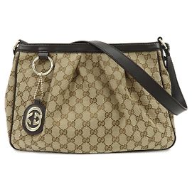 GUCCI Sukey Interlocking G GG Canvas Leather Shoulder Bag Brown 296834 Marrone