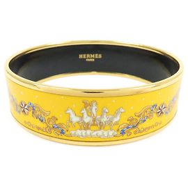 Hermès HERMES Email GM Gold Plated Bangle Bracelet Yellow Yellow