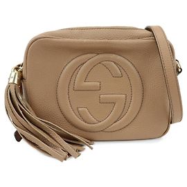 GUCCI SOHO Bolsa de Ombro em Couro Interlocking G Pink Beige 308364 Rosa Bege