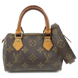 Louis Vuitton Monogram Canvas Mini Speedy Hand Bag & Strap M41534 Brown