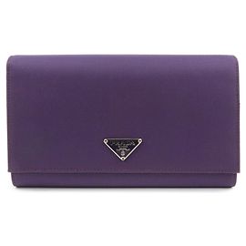 Carteira Longa PRADA em Nylon e Pele Saffiano com Logótipo Triangular Roxo M608 Roxo