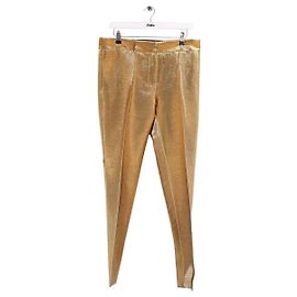 Autre Marque Goldene gerade geschnittene Hose Golden