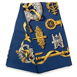 Hermès Ferronnerie Seidentuch Blau 90 Blau