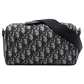 Bolsa Lingot 22 em tela Dior Oblique azul Azul
