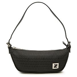 Borsa a tracolla Fendi Micro Zucchino Canvas Nera Nero
