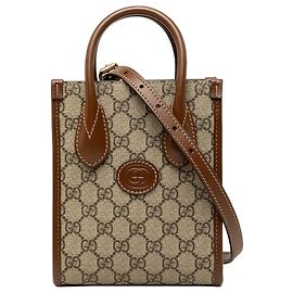 Borsa Satchel Gucci Mini GG Supreme Interlocking G Beige Beige