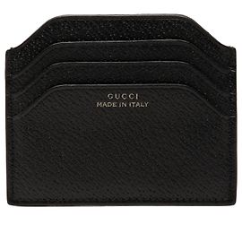 Tarjetero Gucci de piel de becerro granulada negra Negro