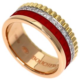 Boucheron Quatre Small Red Ceramic Diamond Ring Red Golden
