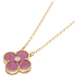 Collana Van Cleef & Arpels Alhambra in rodonite e diamanti D'oro