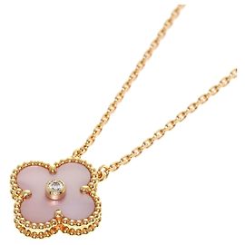 Collana Van Cleef & Arpels Alhambra in madreperla rosa e diamanti D'oro