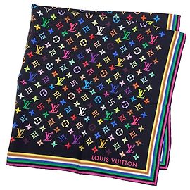 Sciarpa Louis Vuitton I Love Monogram Collaborazione Takashi Murakami Nero Monogramma