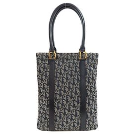 Christian Dior Trotter Pattern Canvas Handbag Navy blue