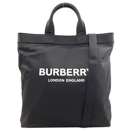 Borsa a mano 2-Way con stampa logo Burberry Nero