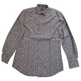 Paul Smith London Camisa de algodão floral azul marinho e branco Branco Azul escuro