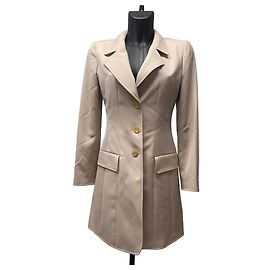 Chanel Vintage 1997 Spring Beige Wool Long Jacket Coat – Size 38 Other