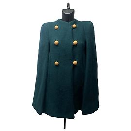 Casaco Cape Abotoado Chloé Verde Escuro em Lã Virgem e Mohair – Size 34 Outro