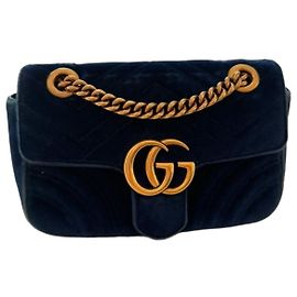 Gucci Marmont Bolsa de Ombro em Veludo Azul Azul