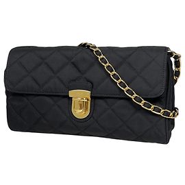 Prada gesteppte Nylon-Schultertasche Schwarz