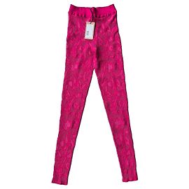 Alaïa Leggings de Renda Elástica Fúcsia Rosa