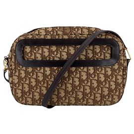 Dior Borsa a spalla vintage in tela Monogram Oblique Trotter marrone Marrone