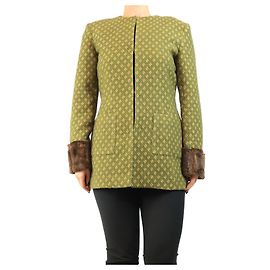 Autre Marque Chaqueta larga estructurada de jacquard verde - talla S Verde