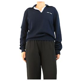 Miu Miu Cashmere-Strick-Poloshirt in Marineblau - Größe UK 8 Marineblau