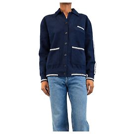 Miu Miu Veste rayée en chenille bleu marine - size UK 6 Bleu Marine