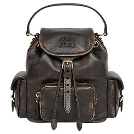 Miu Miu Mini zaino in pelle Coffee Marrone