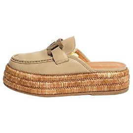 Tod's Mules con platform Kate in pelle e rafia beige - taglia EU 39 Altro