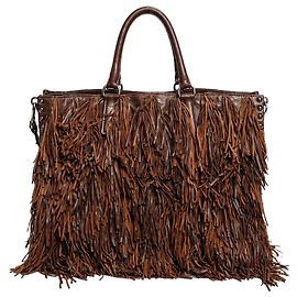Prada Braune Leder-Tote mit Fransen Andere