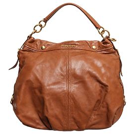 Miu Miu Bolsa hobo em couro castanho Outro