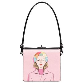 Prada Sac à épaule imprimé en cuir Saffiano rose Autre