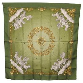 Hermès HERMES Carre 90 Scarf  COSMOS  Silk Green Altro