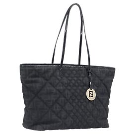 FENDI Saco Tote em lona Zucca Preto Dourado Outro