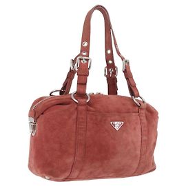 Sac cabas PRADA en daim Silver Pink Autre