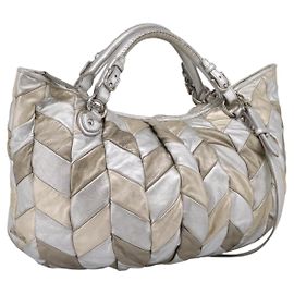 Miu Miu Sac à main en cuir 2way Silver Gold Autre