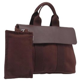Hermès HERMES Valparaiso PM Sac à Main Canvas Brown Silver Autre