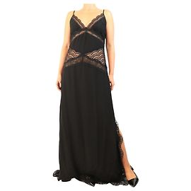 Autre Marque Abito slip in raso e pizzo nero - size UK 10 Nero