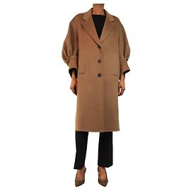 Prada Abrigo marrón de mangas abullonadas - size UK 6 Castaño