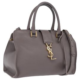 Autre Marque Saint Laurent Baby Cabas Handtasche Leder 2way Grau Gold Andere