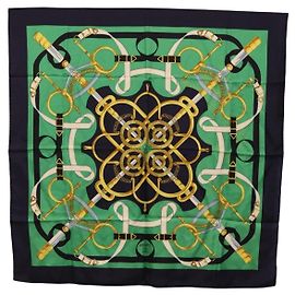 Hermès HERMES Carre 90 Scarf  Eperon d Or  Silk Navy Altro
