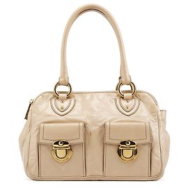 Marc Jacobs  mala de couro bege com bolso duplo e alça de mão Bege